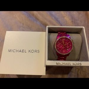 Authentic Michael Kors Hot Pink Bling Watch